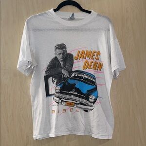 White Graphic T-Shirt with James Dean Print vintage 1988